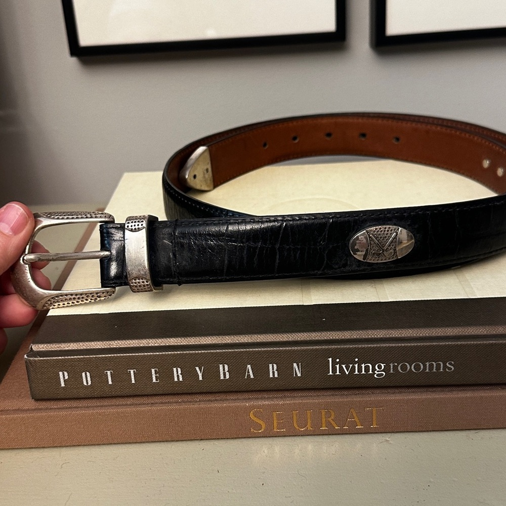 🌸 4/$20 Mens vintage golf themed Croco embossed cowhide leather belt size 42
